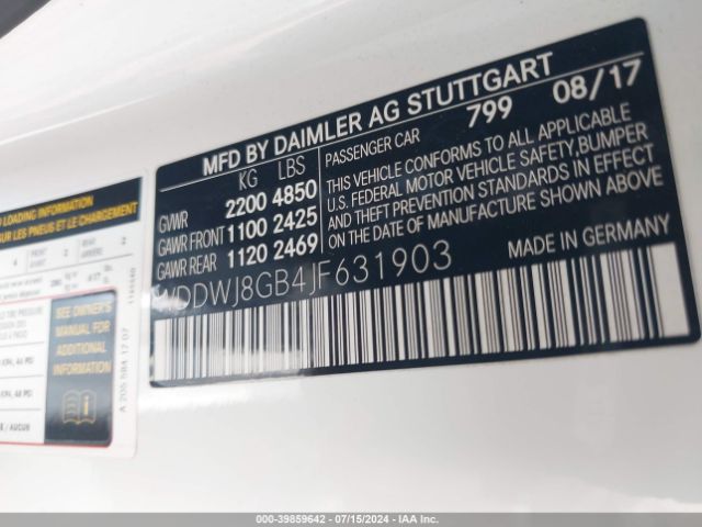 WDDWJ8GB4JF631903 Mercedes-Benz Amg C 63