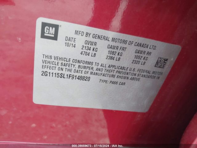 2G1115SL1F9148820 Chevrolet IMPALA 1LT