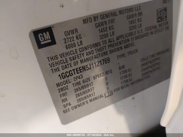1GCGTEEN5J1121769 Chevrolet Colorado Zr2