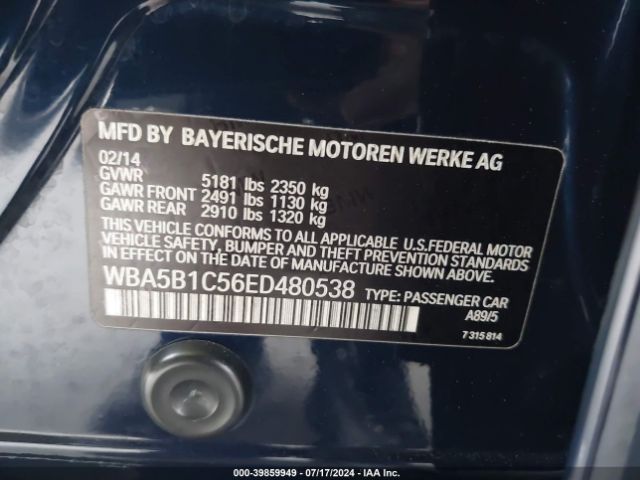 2014 BMW 535I WBA5B1C56ED480538 Photo 8