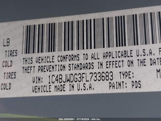 1C4BJWDG3FL733683 Jeep Wrangler Unlimited Sport