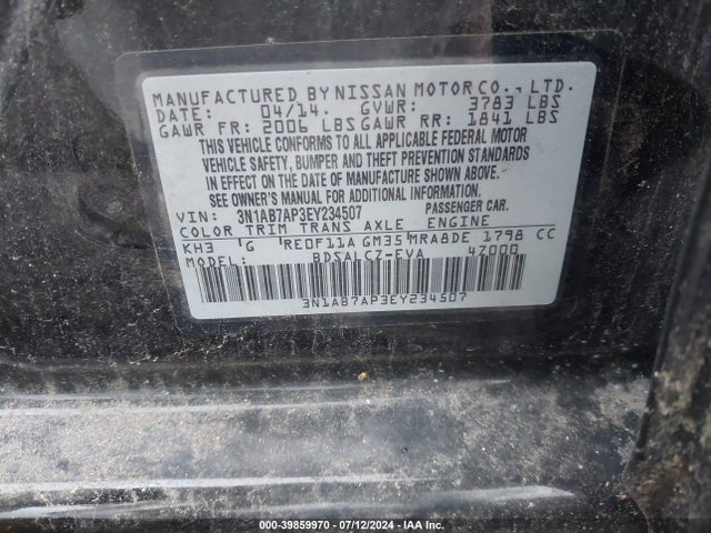 Nissan SENTRA S 2014 3N1AB7AP3EY234507 Image 9