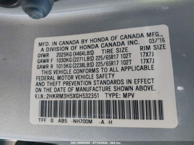 2HKRM3H5XGH532351 Honda CR-V EX