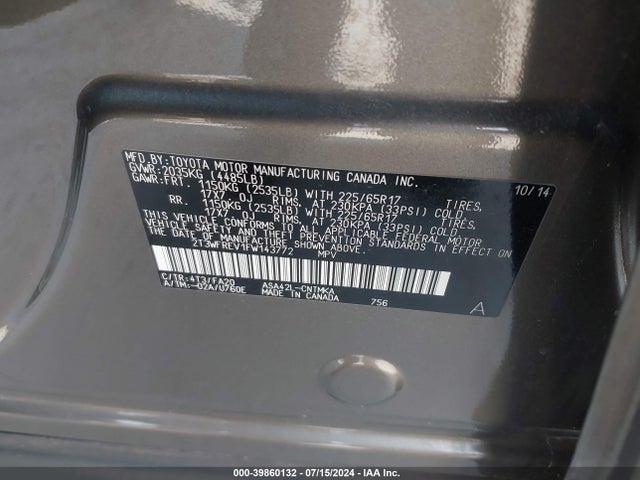Toyota Rav4 Xle 2015 2T3WFREV1FW143772 Image 9