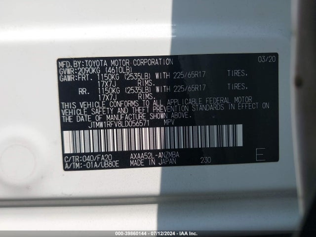 Toyota Rav4 Xle 2020 JTMW1RFV8LD056571 Image 9