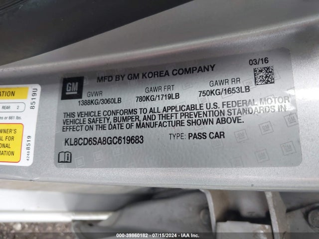 Chevrolet Spark 1lt Cvt 2016 KL8CD6SA8GC619683 Image 9