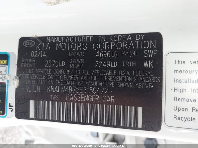 KIA Cadenza Limited 2014 KNALN4D75E5159472 Image 9