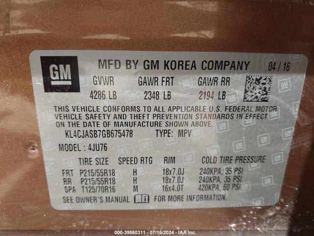 Buick Encore 2016 KL4CJASB7GB675478 Image 9