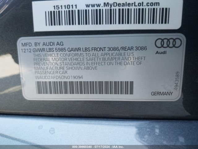 2013 AUDI S8 WAUD2AFD5DN019094 Photo 8