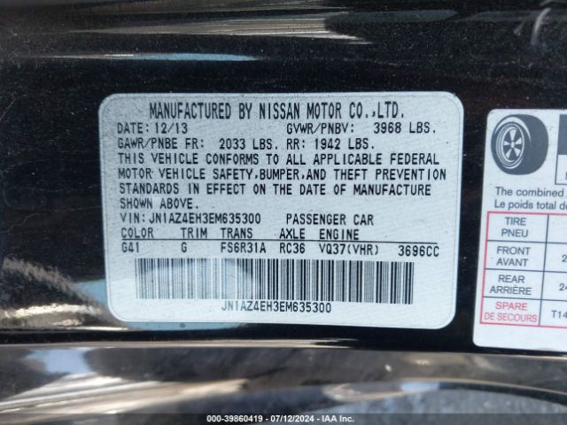 JN1AZ4EH3EM635300 Nissan 370Z