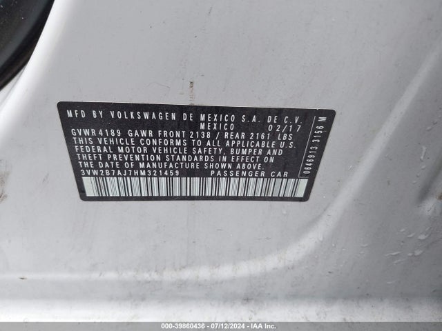 Volkswagen Jetta 1.4t S 2017 3VW2B7AJ7HM321459 Image 9