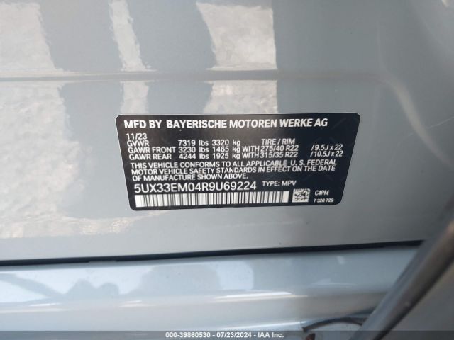 5UX33EM04R9U69224 BMW X7 M60i