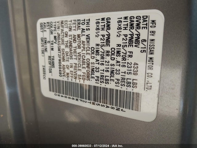 Nissan Rogue Select S 2015 JN8AS5MT2FW668490 Image 9