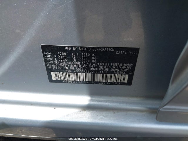 4S3GTAB60M3701168 Subaru Impreza 5-door