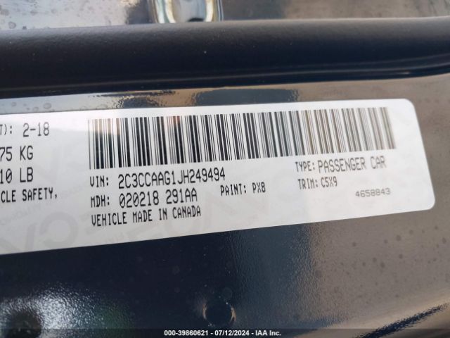 2C3CCAAG1JH249494 Chrysler 300 Touring