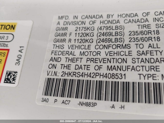 Honda Cr-v Ex Awd 2023 2HKRS4H42PH408531 Image 9