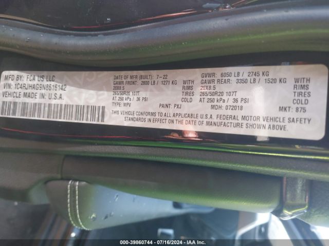 1C4RJHAG9N8616142 Jeep Grand Cherokee Altitude 4x4