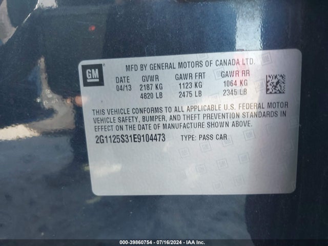 Chevrolet Impala 2lt 2014 2G1125S31E9104473 Image 9