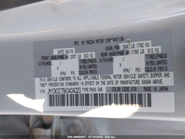JM1DKDC75K0404023 Mazda Cx-3 Touring
