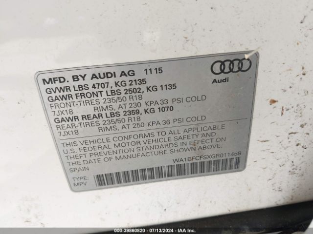 WA1BFCFSXGR011458 Audi Q3 2.0t Premium Plus