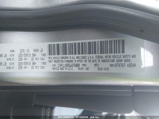 1C4PJLAB5GW376889 Jeep Cherokee Altitude