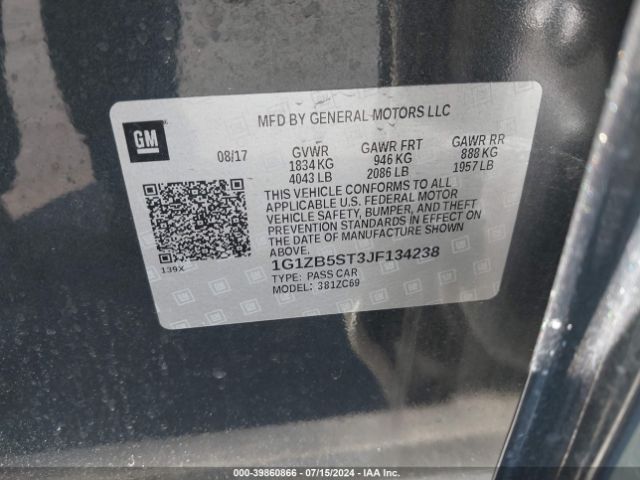 1G1ZB5ST3JF134238 Chevrolet Malibu 1ls