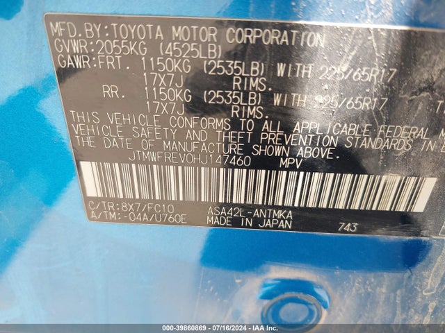 Toyota Rav4 Xle 2017 JTMWFREV0HJ147460 Image 9