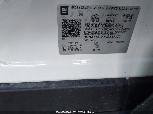 Chevrolet EQUINOX LS 2019 3GNAXHEV3KS547172 Image 9