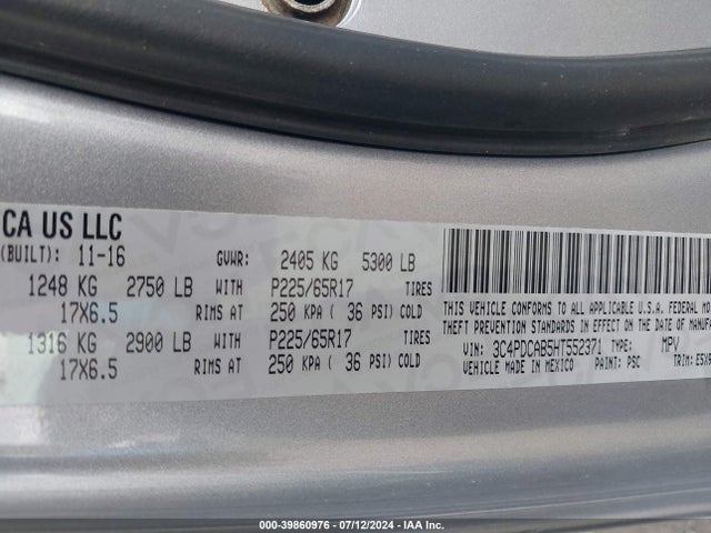 Dodge JOURNEY SE 2017 3C4PDCAB5HT552371 Image 9
