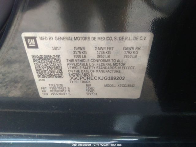 3GCPCRECXJG189203 Chevrolet Silverado 1500 1lt
