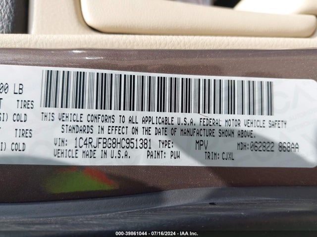 1C4RJFBG8HC951381 Jeep Grand Cherokee Limited 4x4