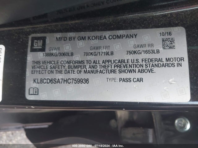 Chevrolet Spark 1lt Cvt 2017 KL8CD6SA7HC759936 Image 9