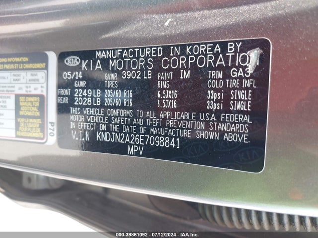 KIA Soul 2014 KNDJN2A26E7098841 Image 9