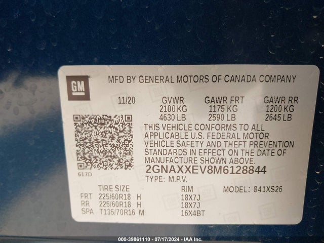 Chevrolet Equinox Awd Premier 2021 2GNAXXEV8M6128844 Image 9