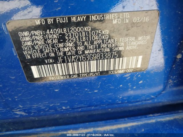 JF1VA2Y63G9833875 Subaru Wrx Sti Limited