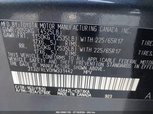Toyota RAV4 LE 2017 2T3ZFREV0HW331442 Image 9