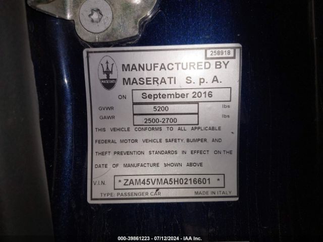 ZAM45VMA5H0216601 Maserati Granturismo Mc/mc Centennial/sport