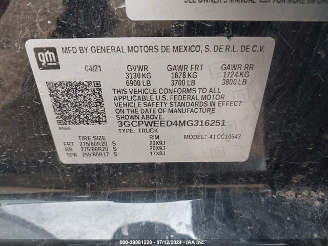 3GCPWEED4MG316251 Chevrolet Silverado 1500 2wd  Short Bed Ltz