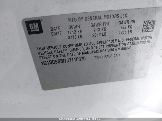 1G1BC5SM7J7116875 Chevrolet Cruze Ls Auto