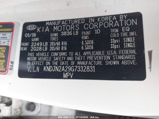KIA Soul 2016 KNDJN2A29G7332831 Image 9