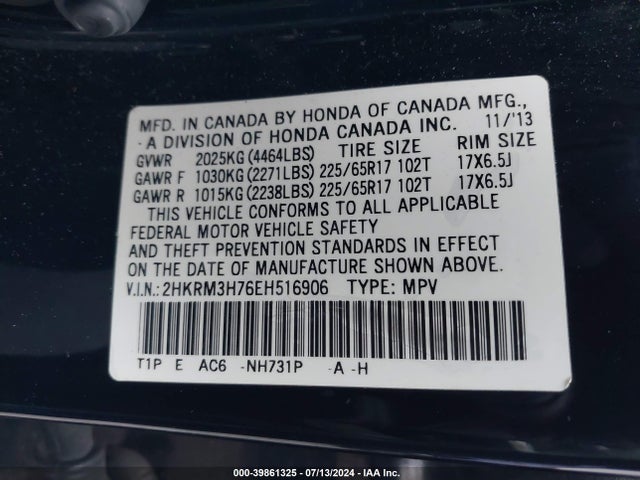 Honda Cr-v Ex-l 2014 2HKRM3H76EH516906 Image 9