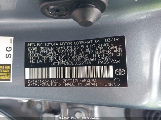 Toyota COROLLA LE 2020 JTDEPRAE7LJ022916 Image 9
