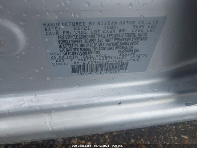 Nissan Versa Sv Xtronic Cvt 2021 3N1CN8EV6ML891103 Image 9