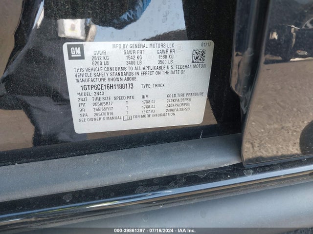 1GTP6CE16H1188173 GMC CANYON SLE