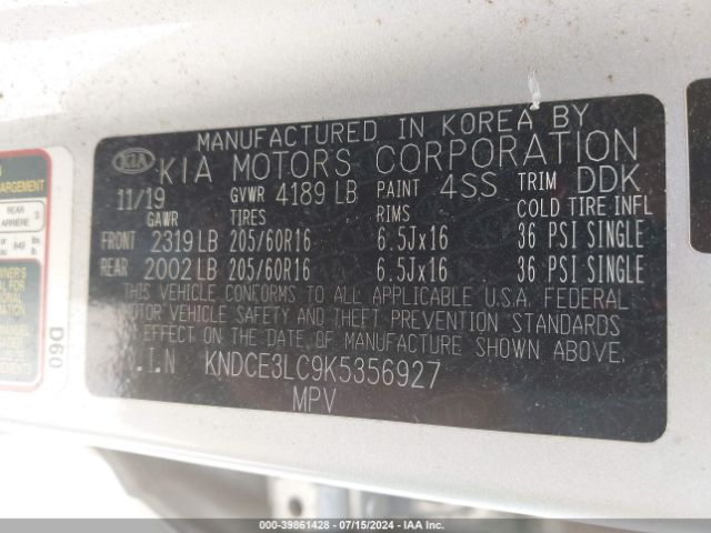KNDCE3LC9K5356927 KIA NIRO EX