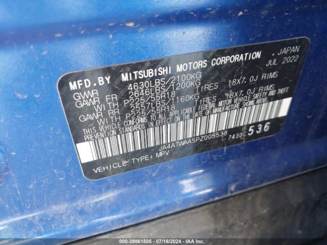 JA4ATWAA5PZ005538 Mitsubishi Eclipse Cross Se S-awc/sel S-awc