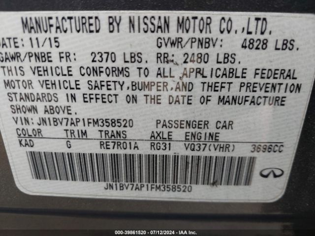 JN1BV7AP1FM358520 Infiniti Q50 Premium