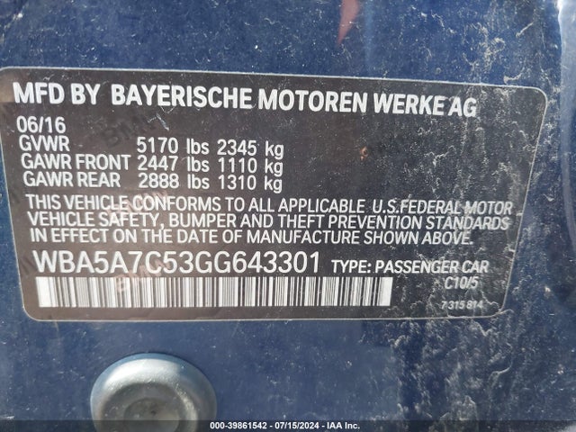 WBA5A7C53GG643301 BMW 528i Xdrive