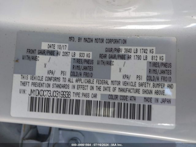 JM1DKDC73J0319938 Mazda Cx-3 Touring