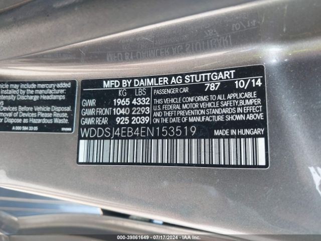 WDDSJ4EB4EN153519 Mercedes-Benz CLA 250